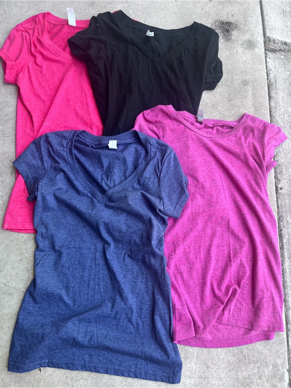Women's Short Sleeve V-Neck Tee - Black, Navy, Hot Pink, Magenta